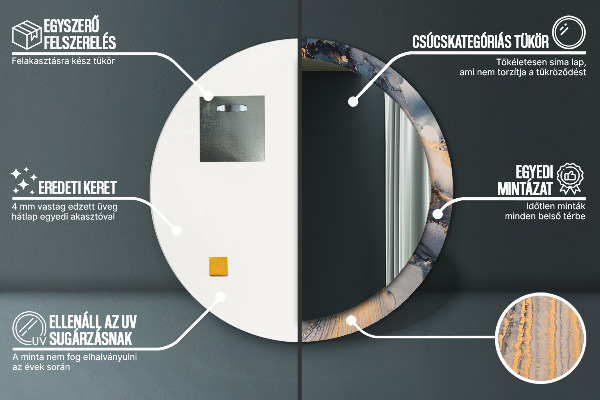 Round mirror frame with print Abstract fluid