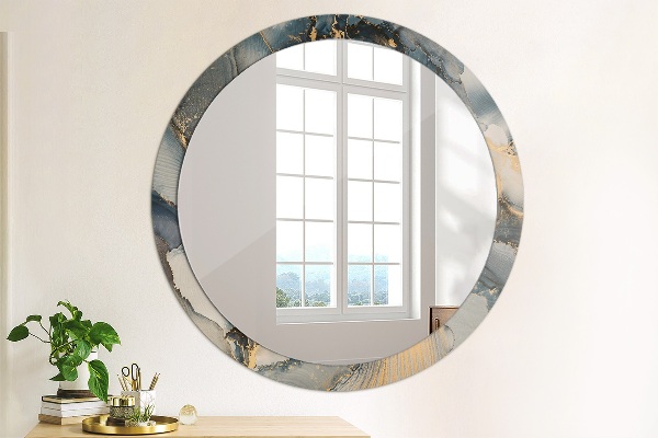 Round mirror frame with print Abstract fluid