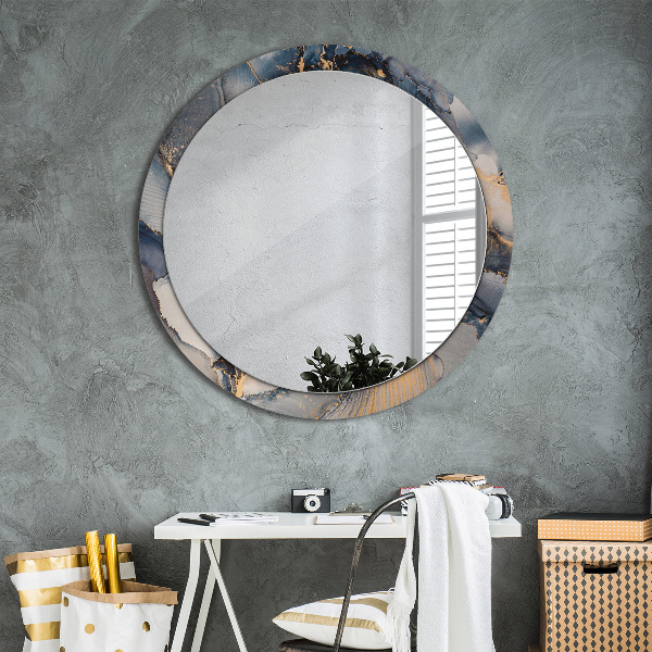 Round mirror frame with print Abstract fluid