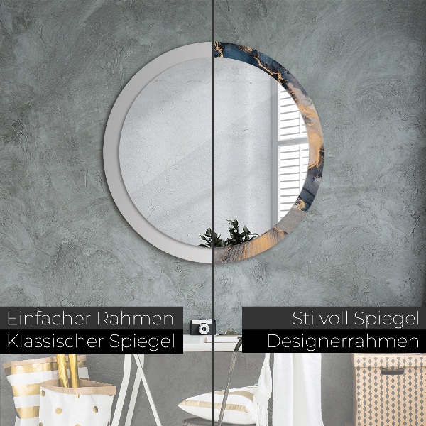 Round mirror frame with print Abstract fluid