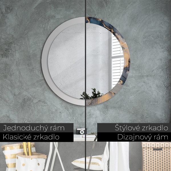 Round mirror frame with print Abstract fluid