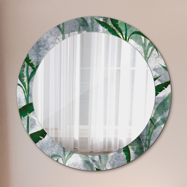 Round mirror frame with print Tropical leaves