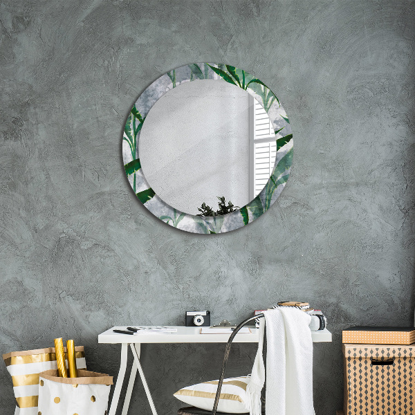 Round mirror frame with print Tropical leaves
