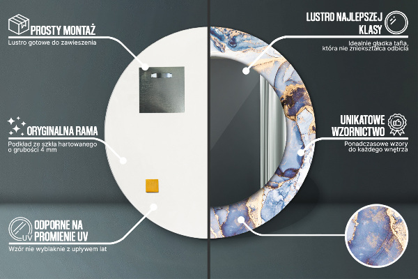 Round mirror frame with print Abstract liquid art