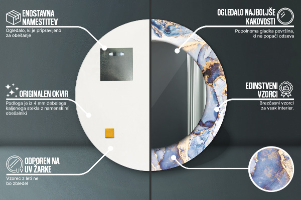 Round mirror frame with print Abstract liquid art