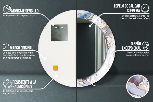 Round mirror frame with print Abstract liquid art