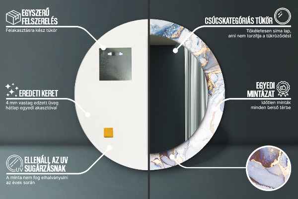 Round mirror frame with print Abstract liquid art