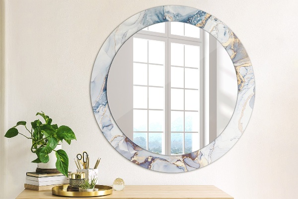 Round mirror frame with print Abstract liquid art