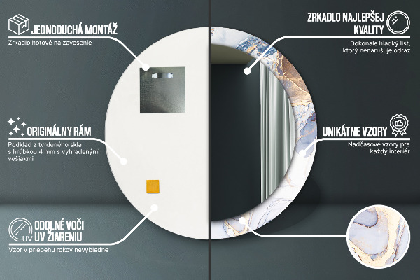 Round mirror frame with print Abstract liquid art