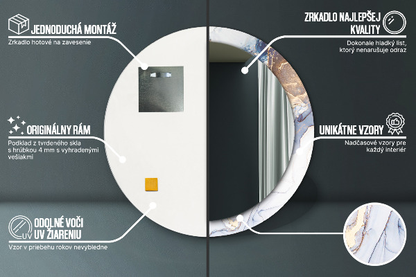 Round mirror frame with print Abstract liquid art