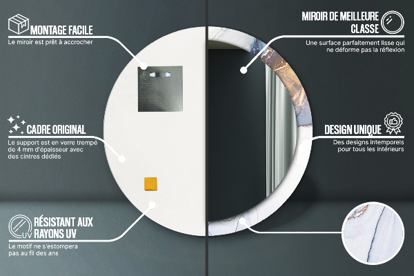 Round mirror frame with print Abstract liquid art