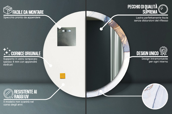 Round mirror frame with print Abstract liquid art