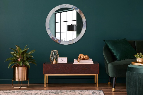 Round mirror frame with print Abstract liquid art