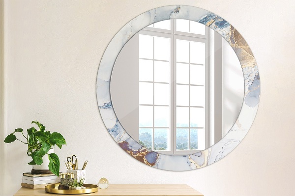 Round mirror frame with print Abstract liquid art