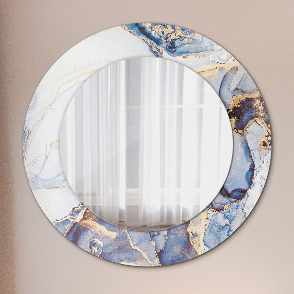 Round mirror frame with print Abstract liquid art