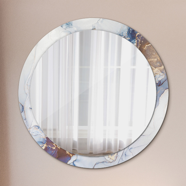Round mirror frame with print Abstract liquid art