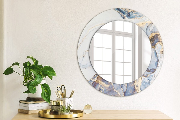 Round mirror frame with print Abstract liquid art