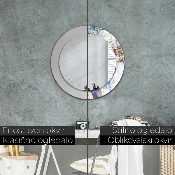 Round mirror frame with print Abstract liquid art