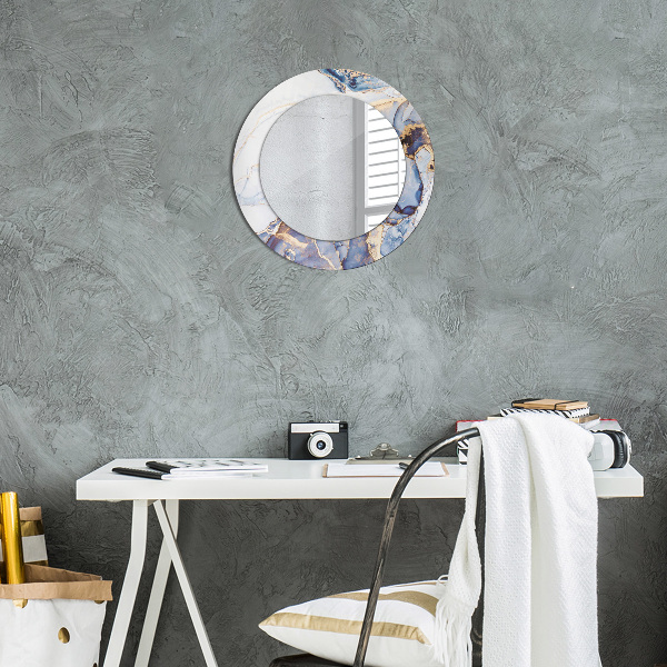 Round mirror frame with print Abstract liquid art