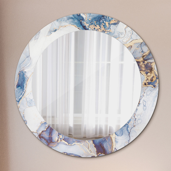 Round mirror frame with print Abstract liquid art