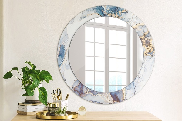 Round mirror frame with print Abstract liquid art