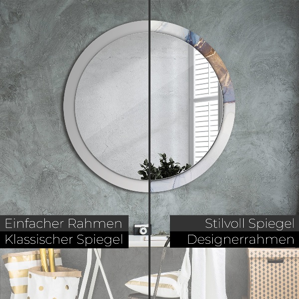 Round mirror frame with print Abstract liquid art