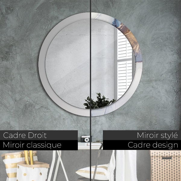 Round mirror frame with print Abstract liquid art