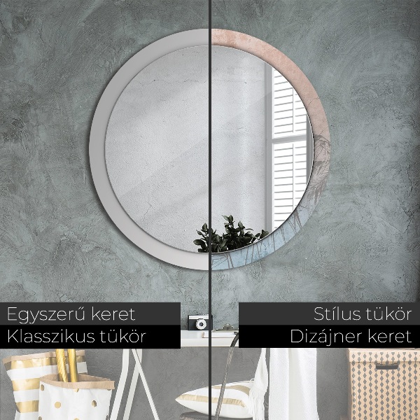 Round mirror frame with print Tropical flowers