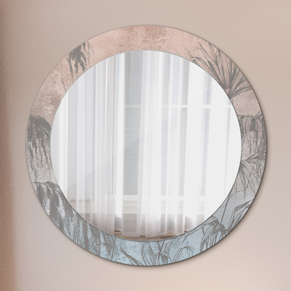 Round mirror frame with print Tropical flowers
