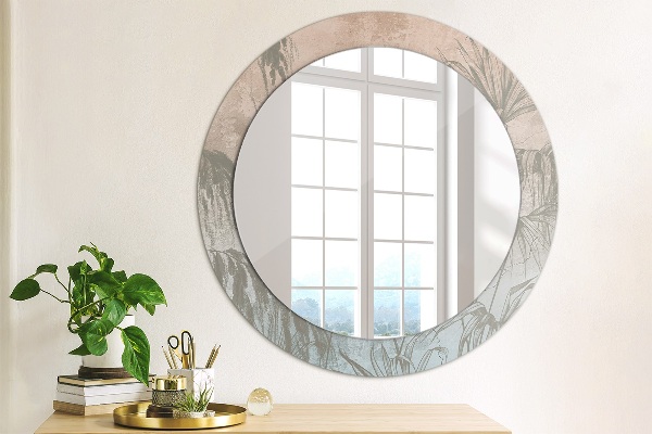 Round mirror frame with print Tropical flowers