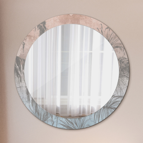 Round mirror frame with print Tropical flowers