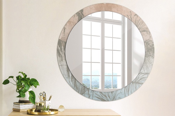 Round mirror frame with print Tropical flowers