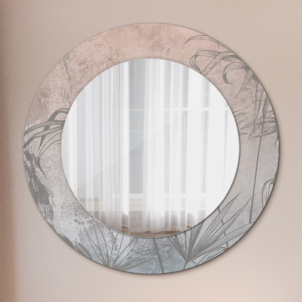 Round mirror frame with print Tropical flowers