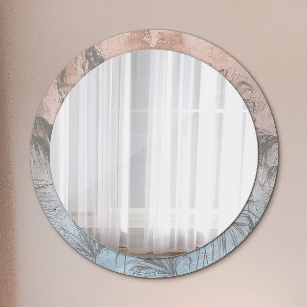 Round mirror frame with print Tropical flowers