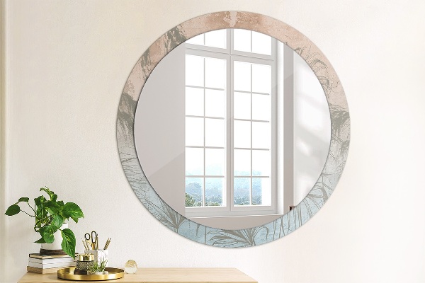 Round mirror frame with print Tropical flowers