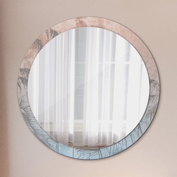 Round mirror frame with print Tropical flowers