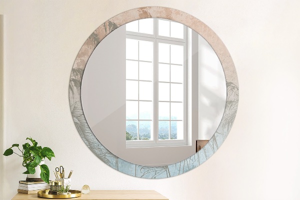 Round mirror frame with print Tropical flowers