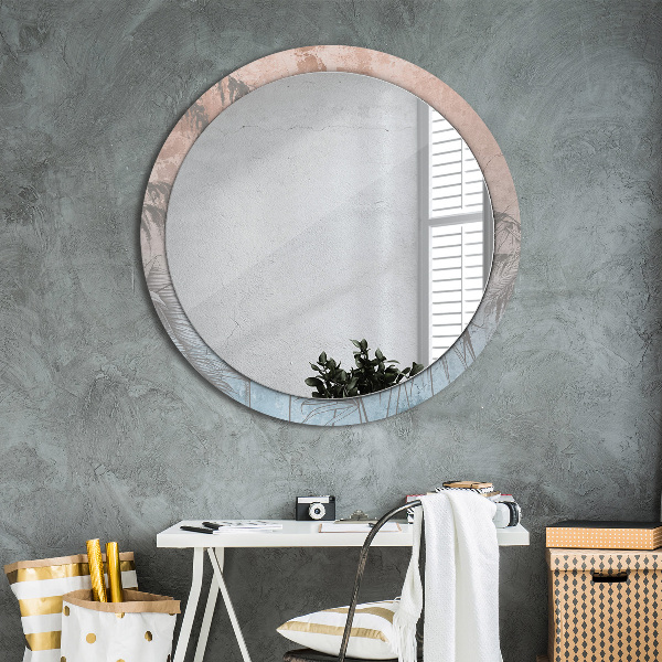 Round mirror frame with print Tropical flowers