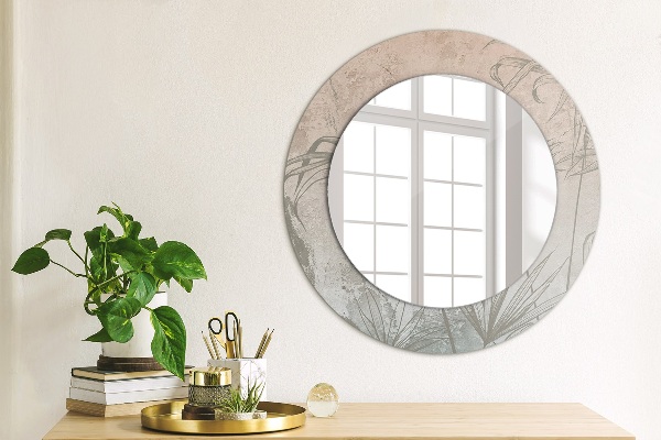 Round mirror frame with print Tropical flowers