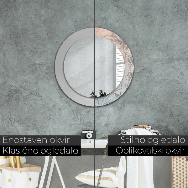Round mirror frame with print Tropical flowers