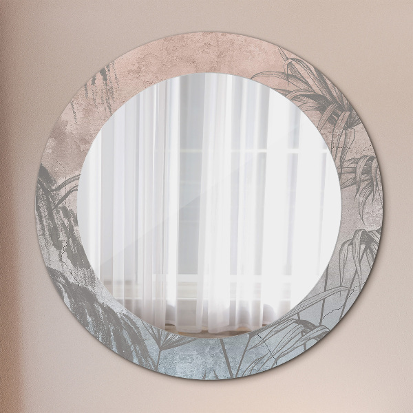 Round mirror frame with print Tropical flowers