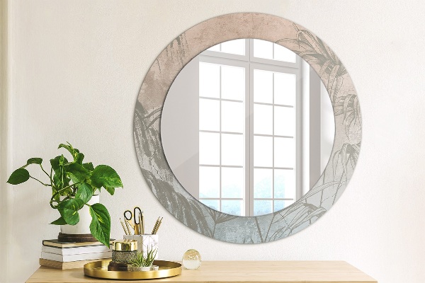 Round mirror frame with print Tropical flowers