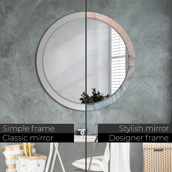 Round mirror frame with print Tropical flowers