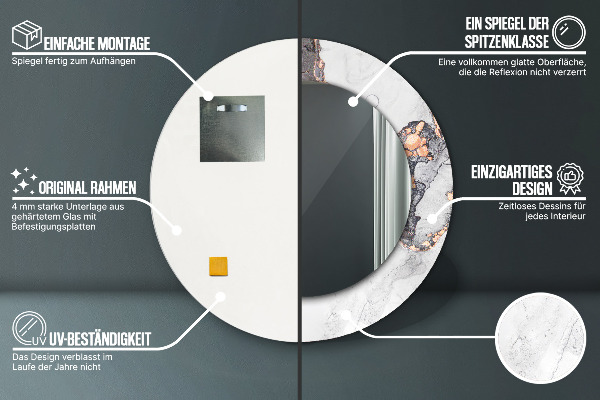 Round wall mirror decor Abstract fluid