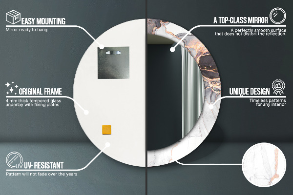 Round wall mirror decor Abstract fluid