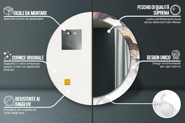 Round wall mirror decor Abstract fluid