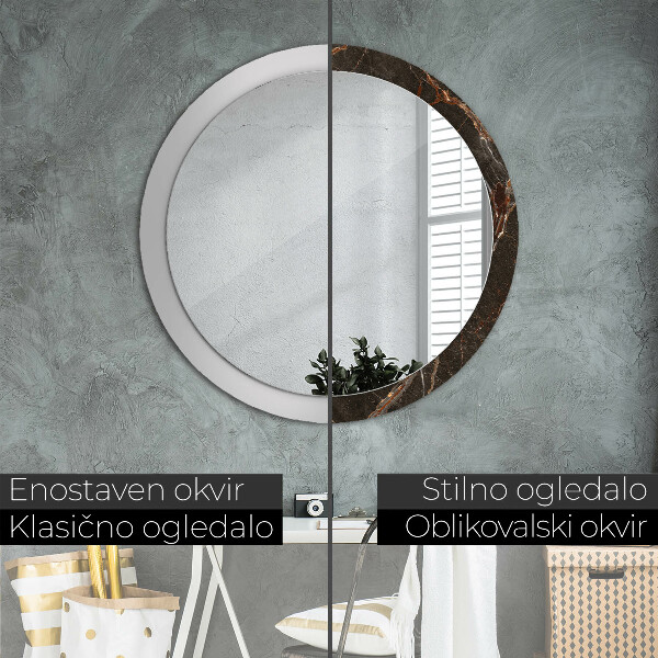 Circle decorative mirror Brown marble