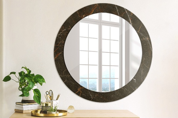 Circle decorative mirror Brown marble