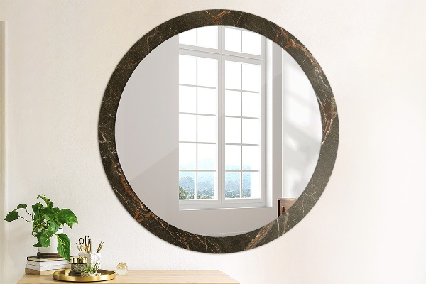 Circle decorative mirror Brown marble