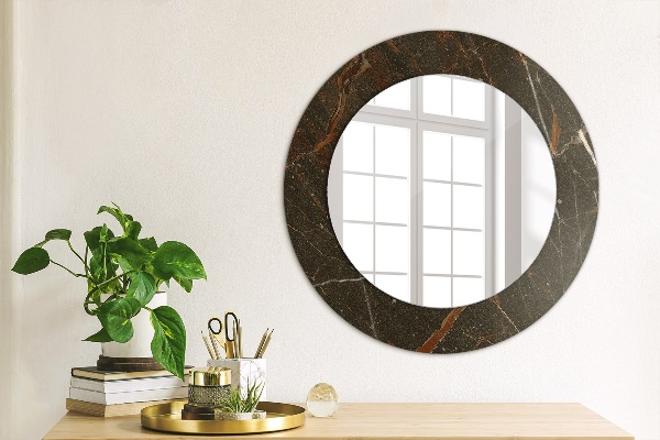 Circle decorative mirror Brown marble